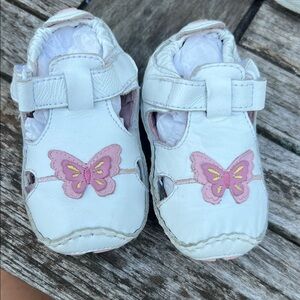 Stride Rite White and Pink Butterfly Baby Shoes